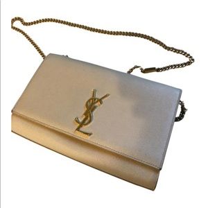 Beige YSL medium size bag with gold hardware